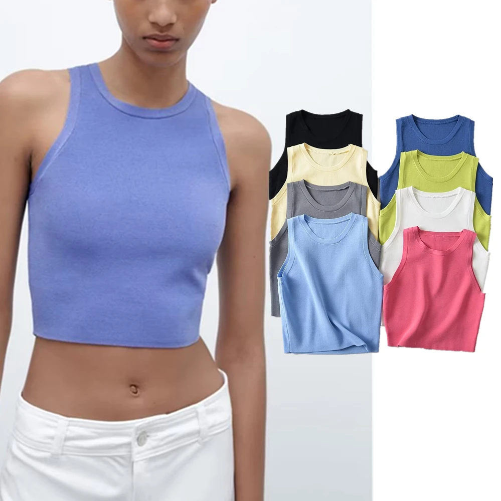 

Jenny&Dave For Summer Candy Color Sexy Cropped Ribbed T-shirt Women Ins Fashion Girls High Street Tank Tops