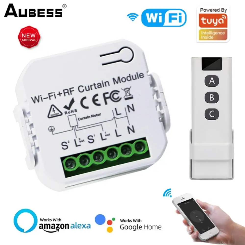 

Tuya Smart Life WiFi RF433 Curtains Switch Connected Roller Shutters Control Blinds Motor For Google Home Alexa Electric Window
