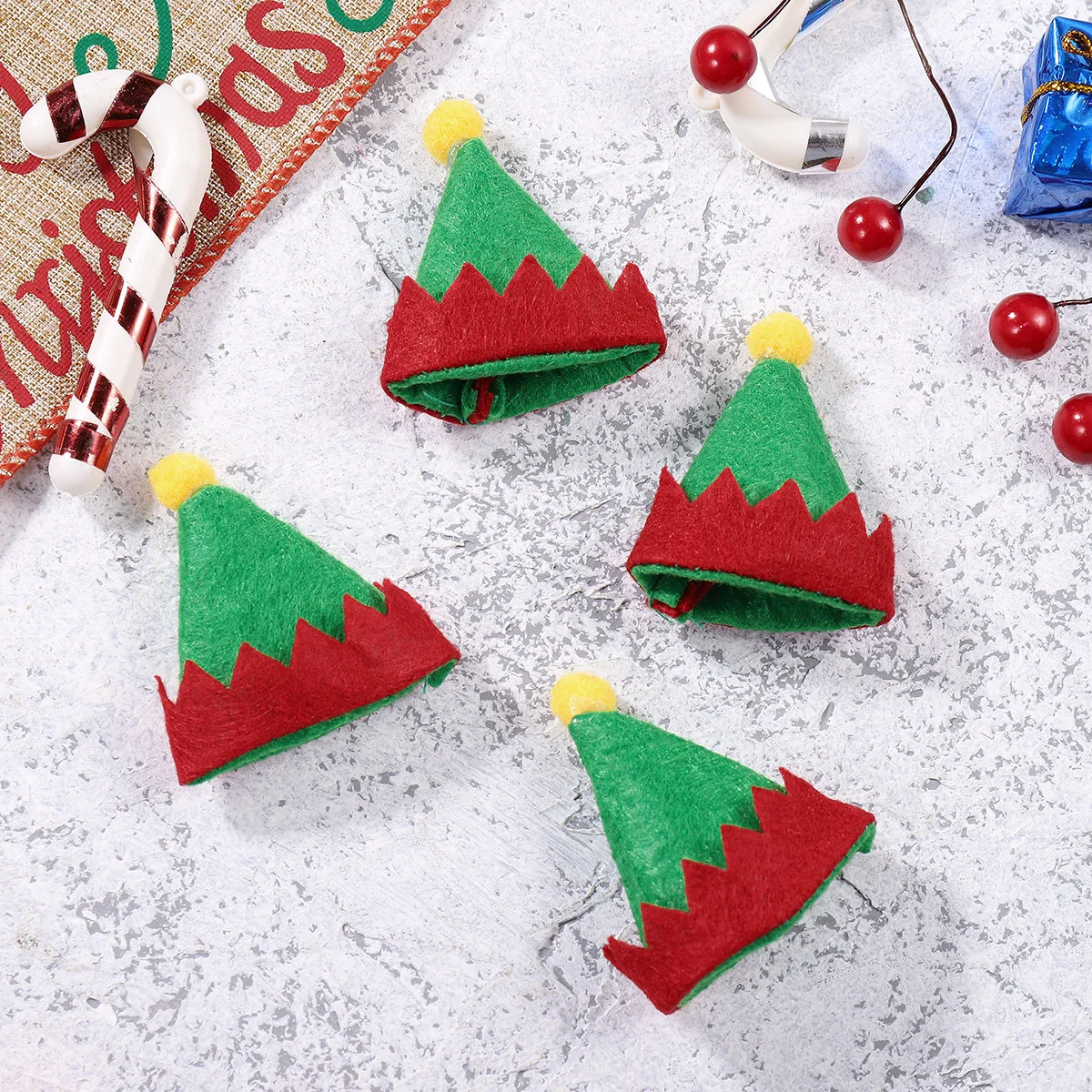 Amosfun 12 шт. мини-рождественские шапки с эльфами дизайнерские леденцы декор