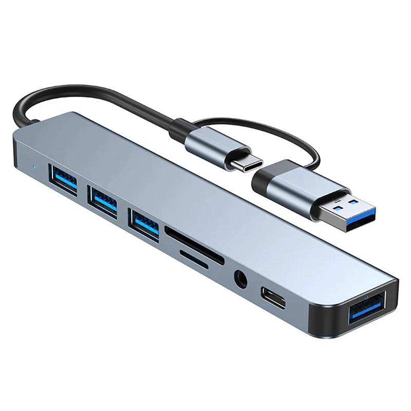 

USB Hub USB A/USB C to USB Adapter USB 3.0/2.0 SD/TF Reader 3.5mm Aux Hub Docking Station for Mobile Phone Tablet Laptop etc.