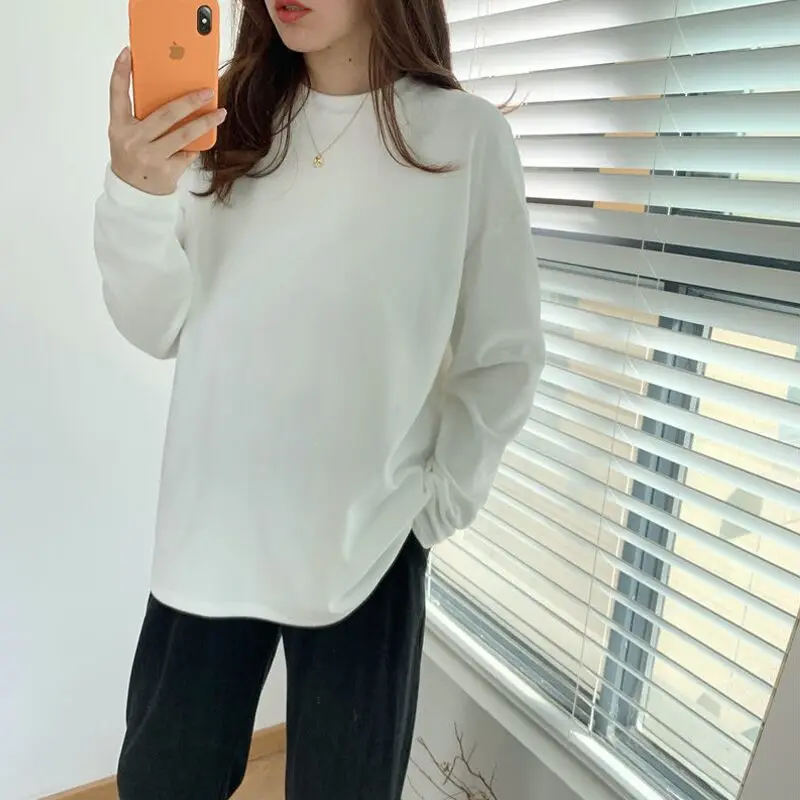 Белая рубашка для женщин Новинка весна-осень футболка с длинным рукавом