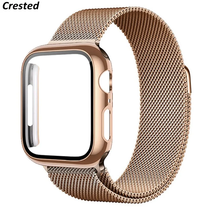 Strap for Apple watch band 44mm 40mm 45mm 41mm 38mm 42mm loop bracelet iwatch series 8 se 6 7 Glass+Case+strap Apple watch band