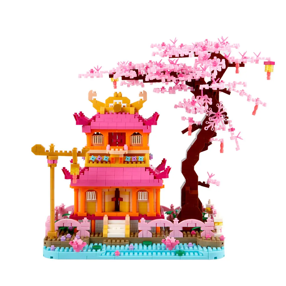 

Super Difficult Challenge To Assemble Building Blocks 1810Pcs Micro-particle Traditional Bricks Toys Flower Viewing Pavilion Set