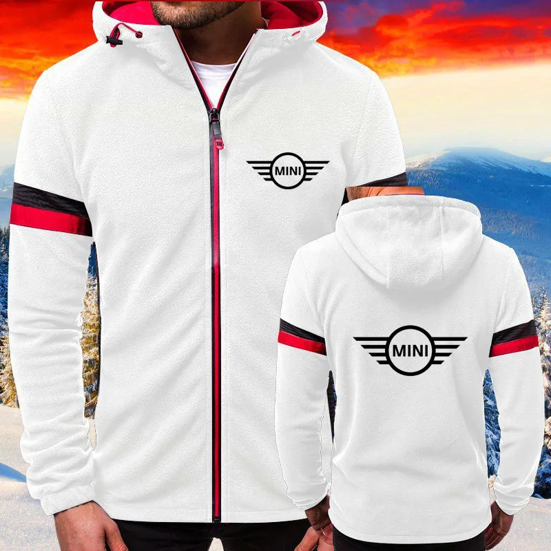 

Hooded Sportswear Zipper Jackets Mini car logo print Stitching color Spring autumn new Fleece cotton men's sweatshirt pullover