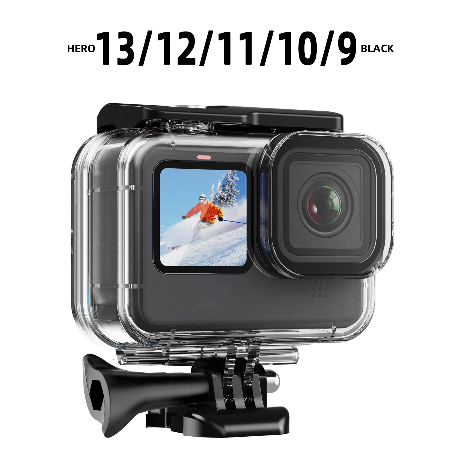 Водонепроницаемый чехол для GoPro Hero 13 12 11 10 9 черный 60 м защитный корпус дайвинга