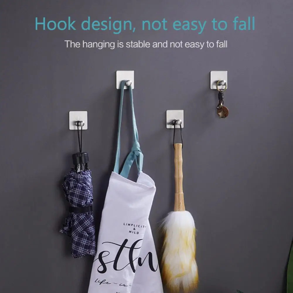 

Adhesive Wall Coat Rack Key Holder Rack Stainless Steel Hooks Self Towel Hooks Clothes Rack Hanging Hooks Bathroom Accessories
