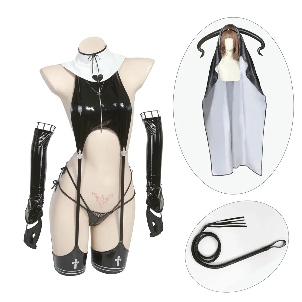 Succubus Nun Sister костюмы для косплея оригинальная темная серия Patenr кожаный комбинезон