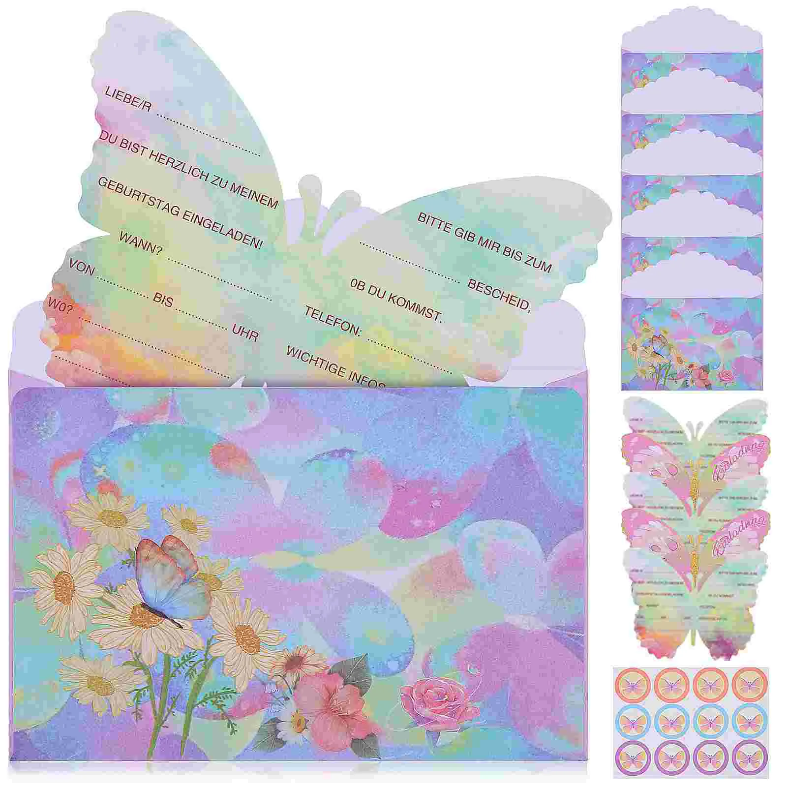 

Butterfly Birthday Party Supplies Cartoon Greeting Card Decorations Envelope Cards