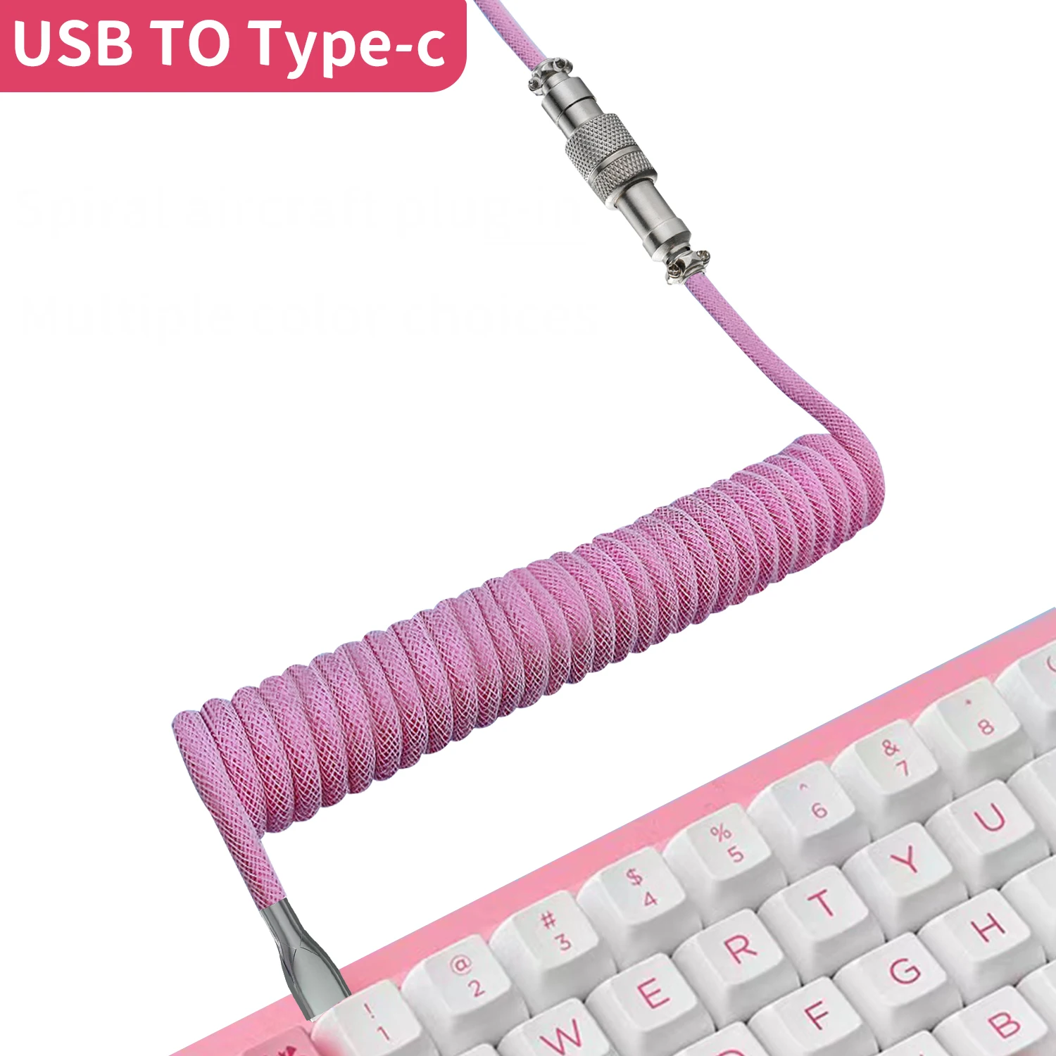 2023 Coiled Cable Type C Mechanical Keyboard Wire USB Cable Mechanical Keyboard Aviator Desktop Computer Aviation Connector