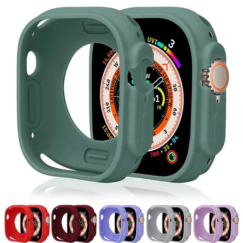 

Soft Silicone Case for Apple Watch Ultra 49mm Band Smartwatch Cover Protection Shell for iWatch series Ultra Accessories Bumper