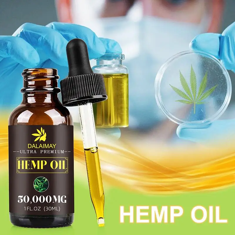 

50000mg 100 Organic Hemp CBD Oil Bio-active Hemp Seeds Oil Extract Drop For Pain Relief Reduce Anxiety Better Sleep Quality
