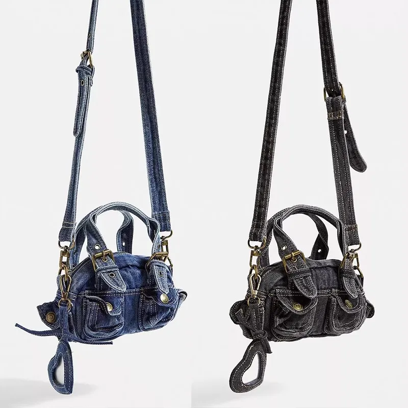 

2023 Denim Crossbody bag Ladies Women Girls Y2k Niche Design Unique Casual love Mirror Street Trendy High quality Handbags