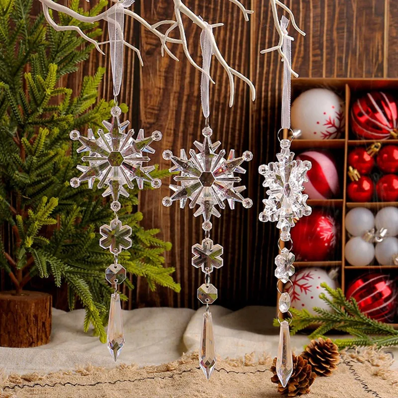 Кристально чистые снежинки подвески для рождественской елки сосульки украшения