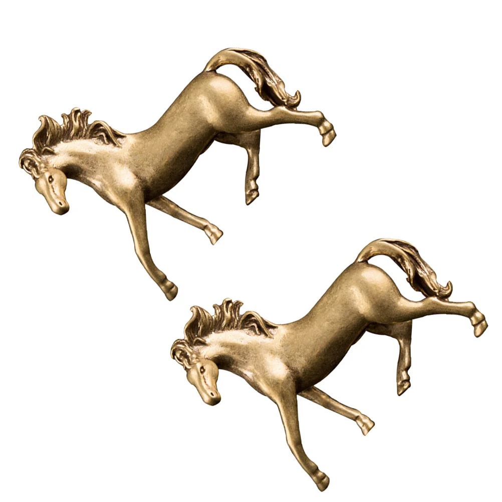 

2 Pcs Horse Statue Outdoor Decor Horse Sculpture Chinese Zodiac Figurine Figurine Desktop Toys