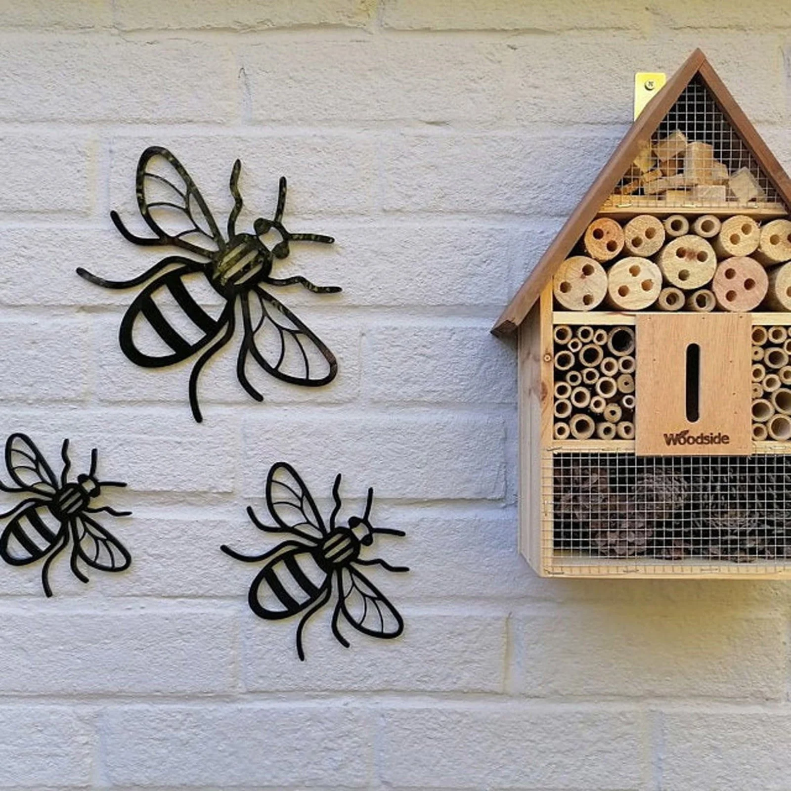 

3PCS/Set Creative Bee Garden Decoration Insect Statues Countryside Style Acrylic Outdoor Wall Sculptures Fence Ornament Sign