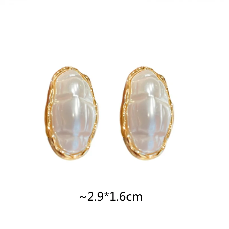 Элегантные овальные жемчужные серьги-гвоздики геометрические серьги