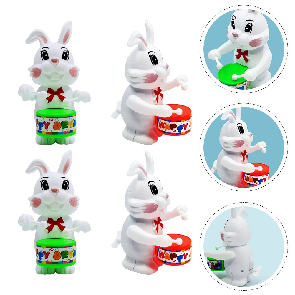 4 шт. барабанный кролик практичные игрушки заводные детские настольные украшения