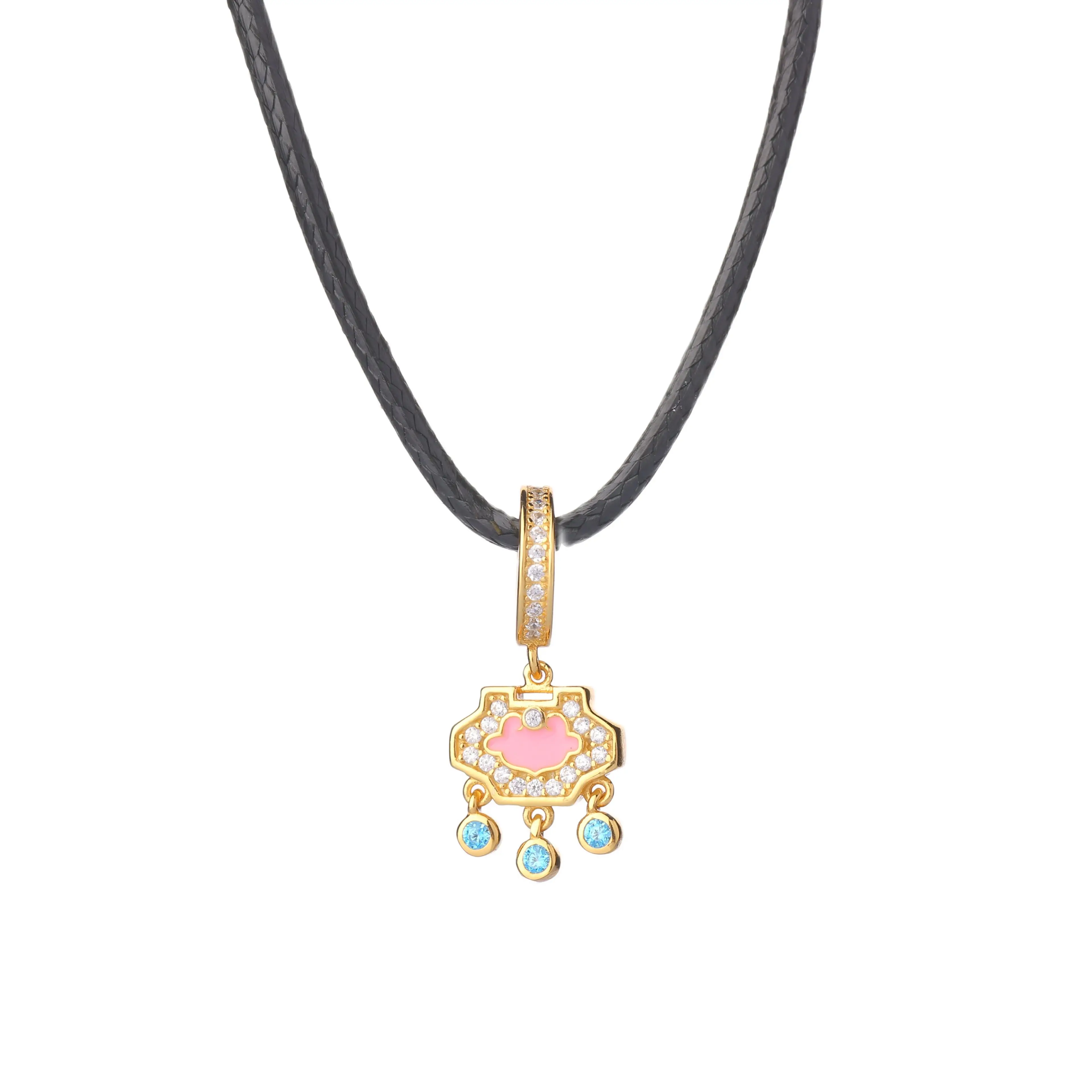 

CYG New In Exclusive Design 925 Sterling Silver Chinese Style Golden Lock Pendant For Women Christmas GiftNecklace Free Shipping