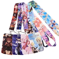 genshin impact game cool characters lanyards keys chain id credit card cover pass charm neck straps fashion accessories gifts