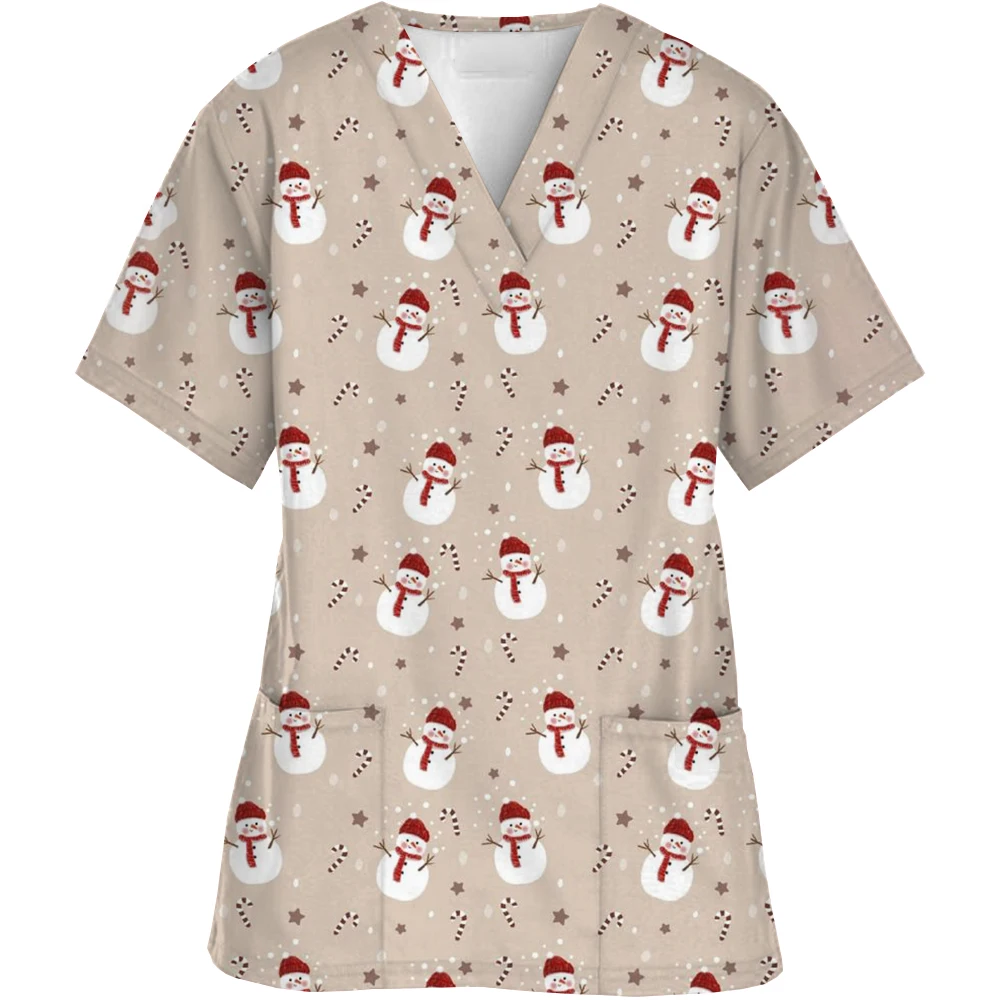 2024 женская рубашка с v-образным вырезом скрабы принтом принцессы топы униформа