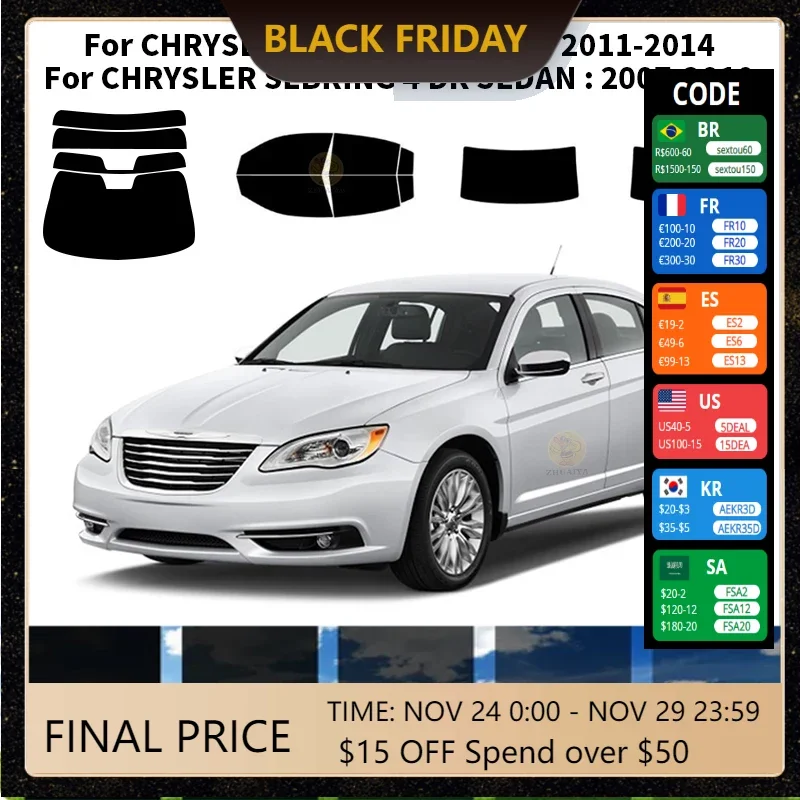 

Precut nanoceramics car UV Window Tint Kit Automotive Window Film For CHRYSLER 200 4 DR SEDAN 2011-2014