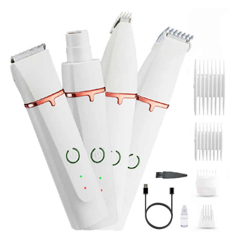 

4 In 1 Pet Electric Hair Clipper with 4 Blades Grooming Trimmer Nail Grinder Professional Recharge Haircut for Dogs Cat Manicure