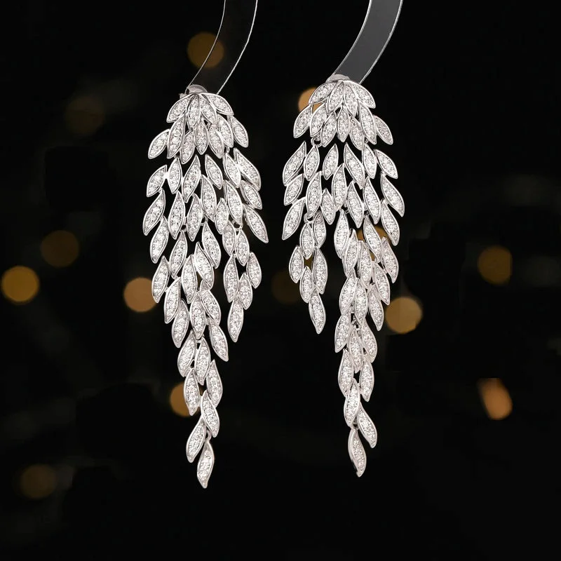 

Light luxury Earrings multi-layer tassel Tree Leaf Earrings