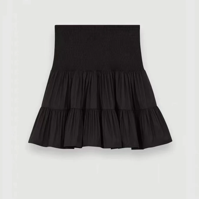 Mxje Women Original Design Black Pleated Summer Mini Skirt 2023