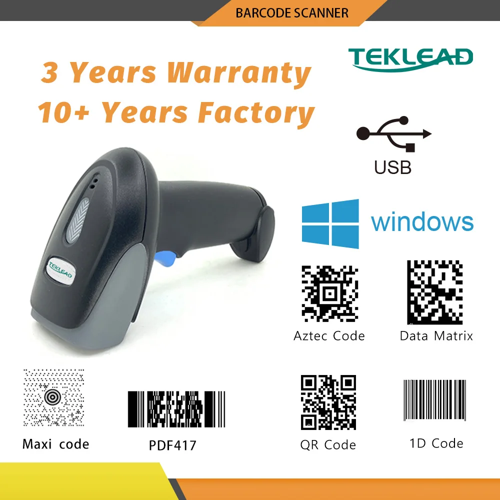 Фото Ручной 2D-сканер штрих-кода Проводной USB-интерфейс 2,4G Bluetooth беспроводной считыватель штрих-кода можно считыть 1D QR-код PDF417 №1
