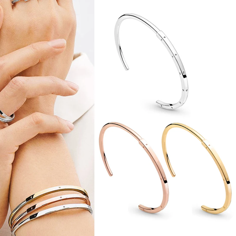 

100% S925 Sterling Silver New Rose Gold Classic Pandora Bracelet for Women Wedding Original Gifts DIY Designer Jewelry