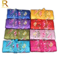 chinese embroidery brocade jewelry travel storage purse bag foldable organizer handbag for cosmetic necklace accessories gift