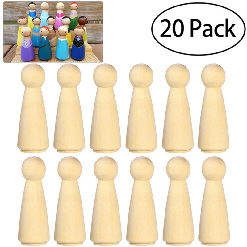 

20Pcs/set Creative Wooden DIY Peg Dolls Toy Unfinished People Manual Painting Dolls Crafts Graffiti Solid Wood Craft