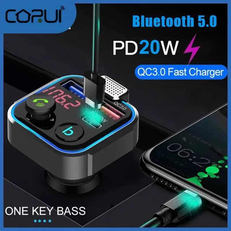 

Qc3.0 Fast Usb Charger Car Adapter Universal Fm Transmitter Support U Disk Hands Free Mp3 Player Car Accessories