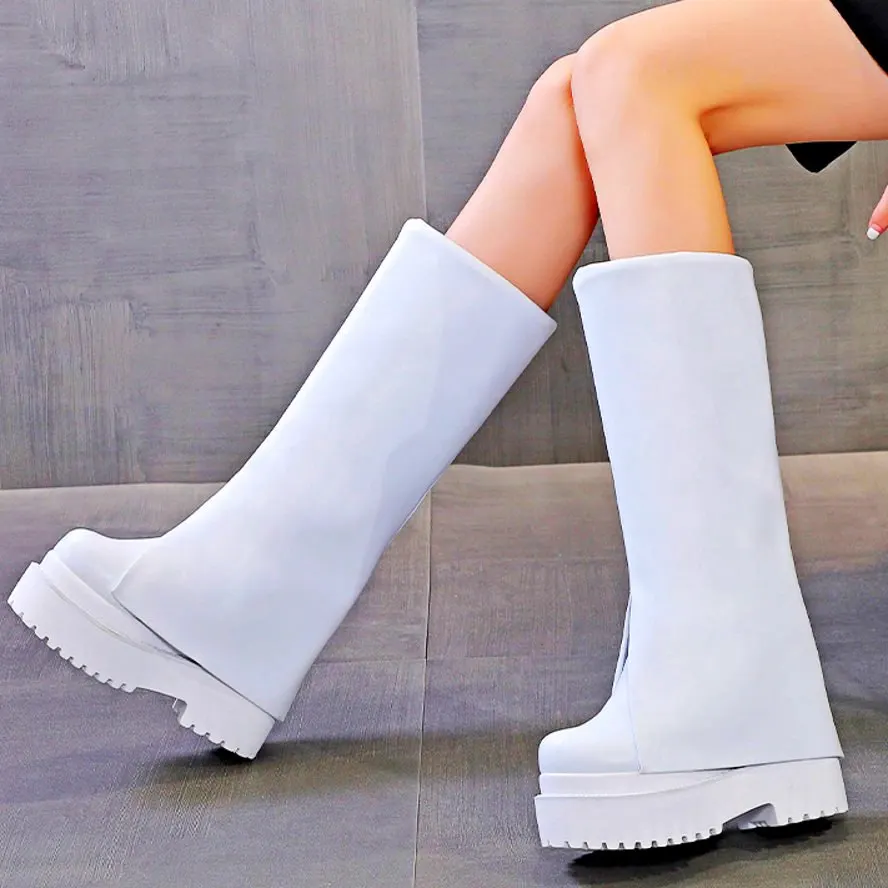 Женские мотоциклетные высокие сапоги до колена из натуральной кожи