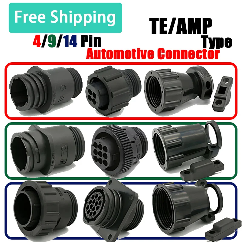 

1/5/20/50Set AMP/TE Type Auto Sensor Plug Socket Surface Mount Equipment Signal Connector 4/9/14 Pin Smema Connector Male Female