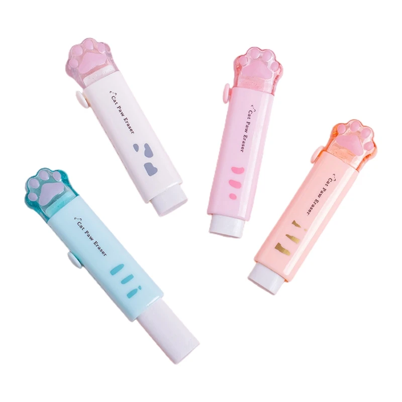 

4Pcs Retractable Eraser Pens Refillable Eraser Pen Premium Rubber Erasers Easy Erasing for Kid Birthday Christmas Gift