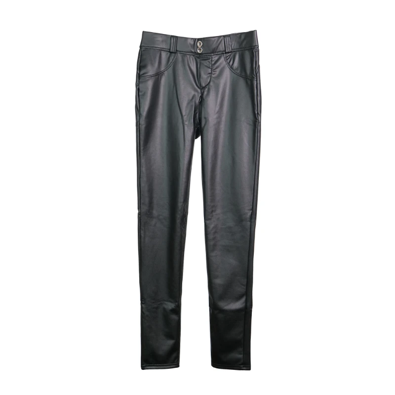 Женские сексуальные брюки из искусственной кожи с открытой промежностью черные