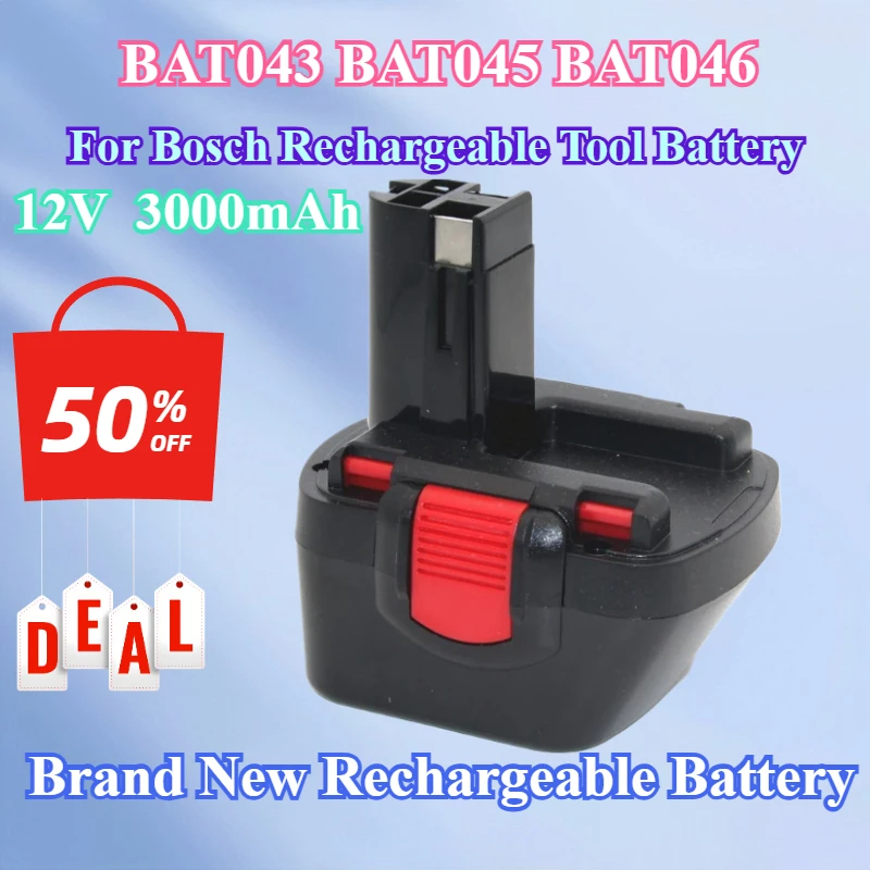 Фото Аккумулятор 12В 3000мАч для Bosch PSR 1200, GSR 12V 2.0AH, AHS, GSB, GSR 12 VE-2, BAT043, BAT045, BAT046, BAT049, BAT120, BAT139 №1