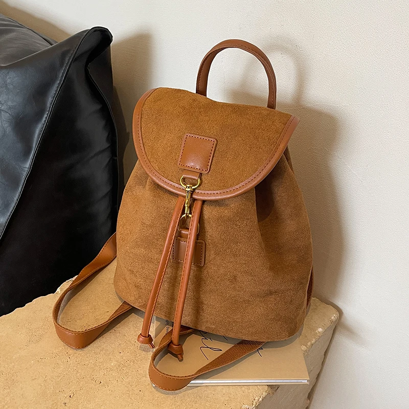 

Vintage Large Capacity Women's Backpack Solid Color Ladies Retro Knapsack Matte Leather College Girls Shoulder Bag Tote Handbags