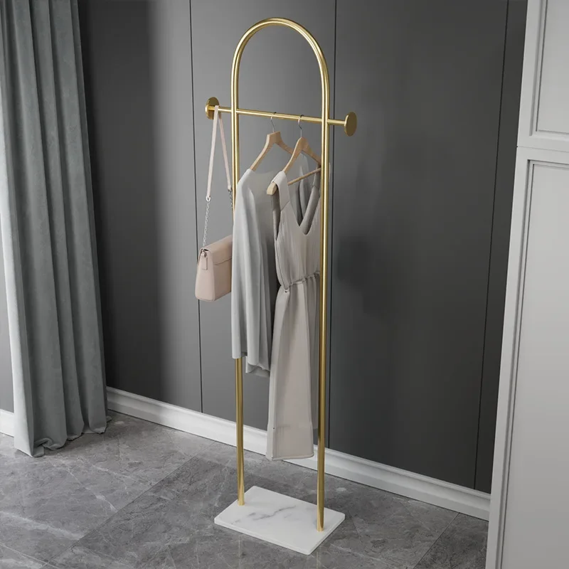 

Clothes Rack Floor Bedroom Light Luxury Household Living Room Coat Hat Rack Internet Celebrity Simple Metal Stone Plate Hanging