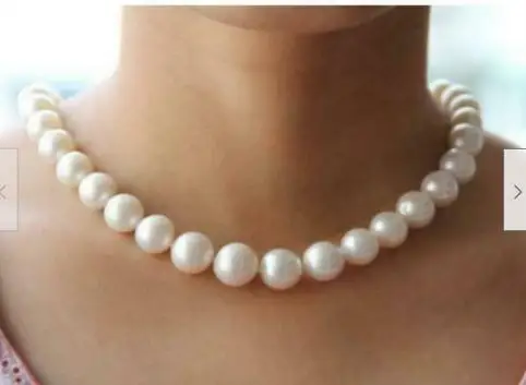 

Huge AAA 10-11mm genuine natural south sea white round pearl necklace 18inch