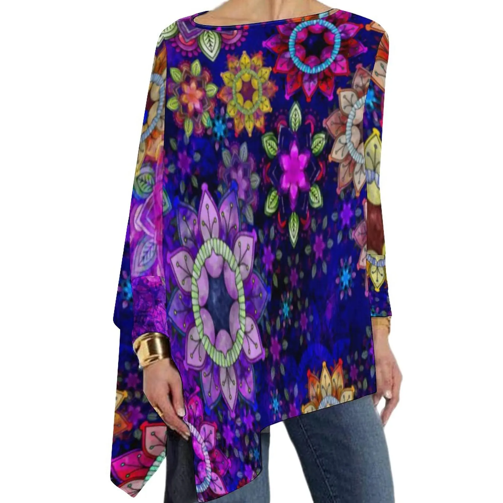 

Футболка женская с длинным рукавом и принтом, большого размера