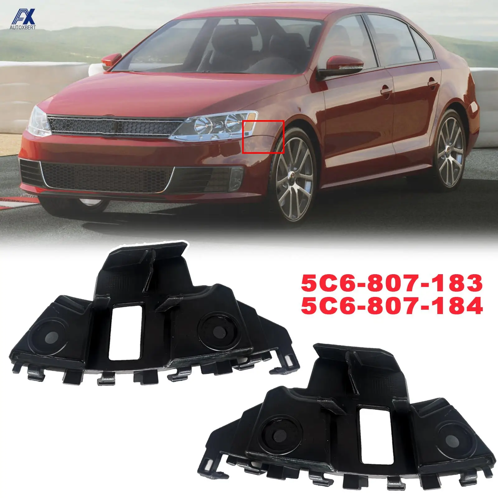 Pair Left Right Front Bumper Bracket Beam Mount Support Grille Guide Bracket Retainer For VW Jetta 2011-2014 5C6807183 5C6807184