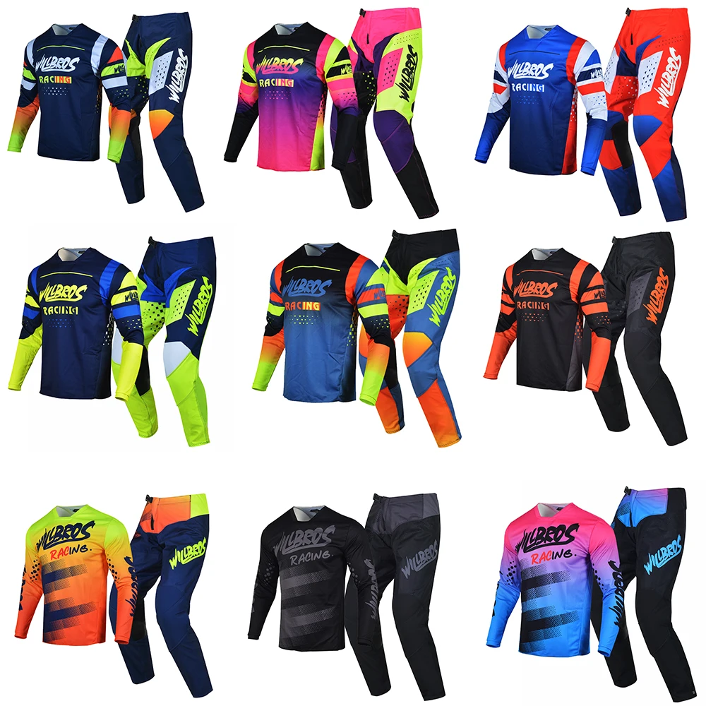 Willbros Motocross Jersey and Pants Combo Suit MTB BMX DH Enduro Dirt Bike Adult Gear Set Offroad Racewear