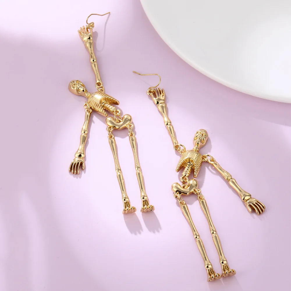 

Europe And The United States For Halloween Explosive Metal Skeleton Skeleton Pendant Earrings Dark Retro Style Accessories