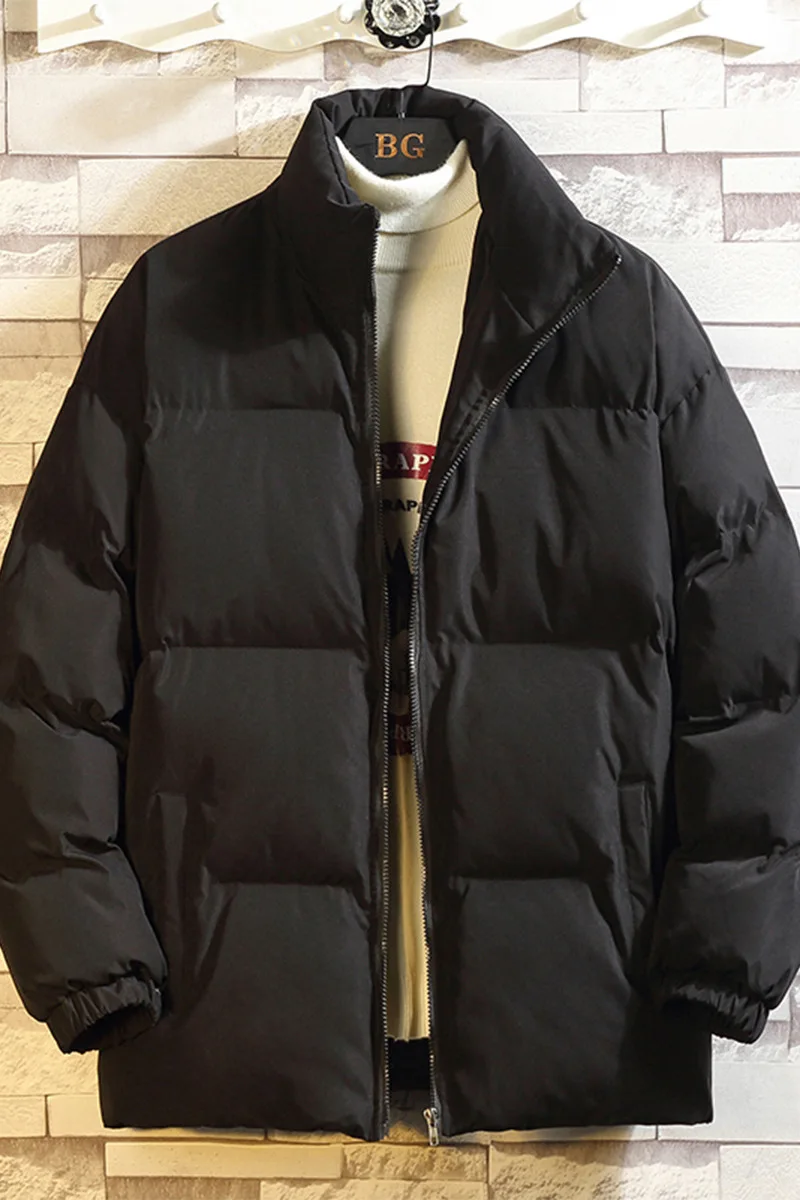 Winter New Men's Outwear Fashion Zipper Baseball Shirt Cotton Shirt Japanese Harajuku Short Thickened Cotton Shirt Handsome