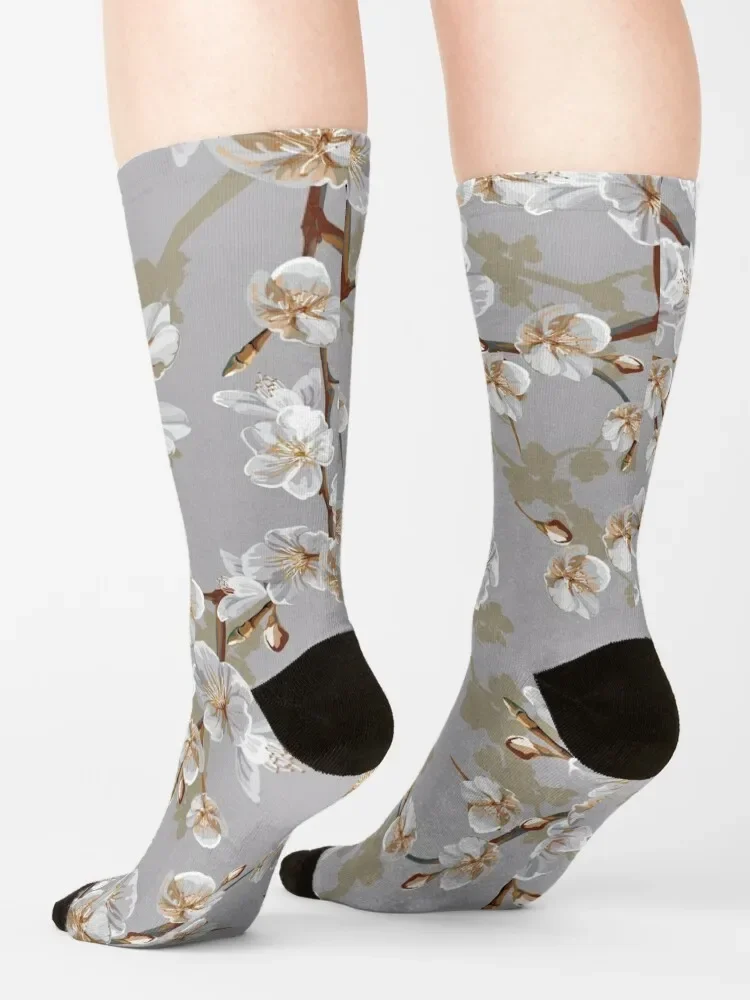 Носки с рисунком вишни на серебряном фоне хоккейные детские носки kawaii роскошные