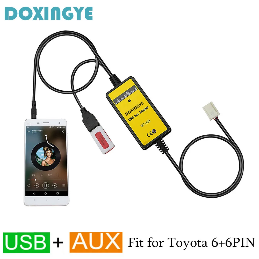 Автомобильный USB AUX MP3-плеер DOXINGYE, автомобильное радио, головное устройство, адаптер для чейнджера CD для TOYOTA LEXUS Corolla RAV4 Camry 6 + 6pin
