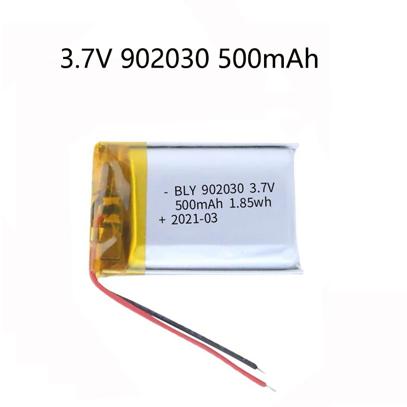 

3.7V 500mAh 902030 polymer lithium ion rechargeable battery for LED lights,bluetooth speakers,MP5,Selfie Stick,902030 battery