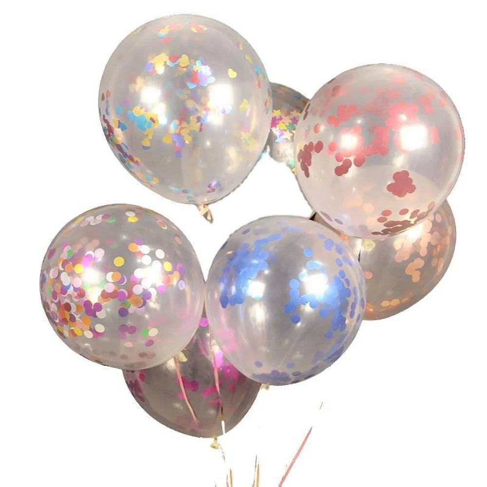 

100pcs Sequin Confetti Balloon 12 Inch Transparent Latex Balloon Happy Birthday Wedding Decoration Baby Shower Balloon